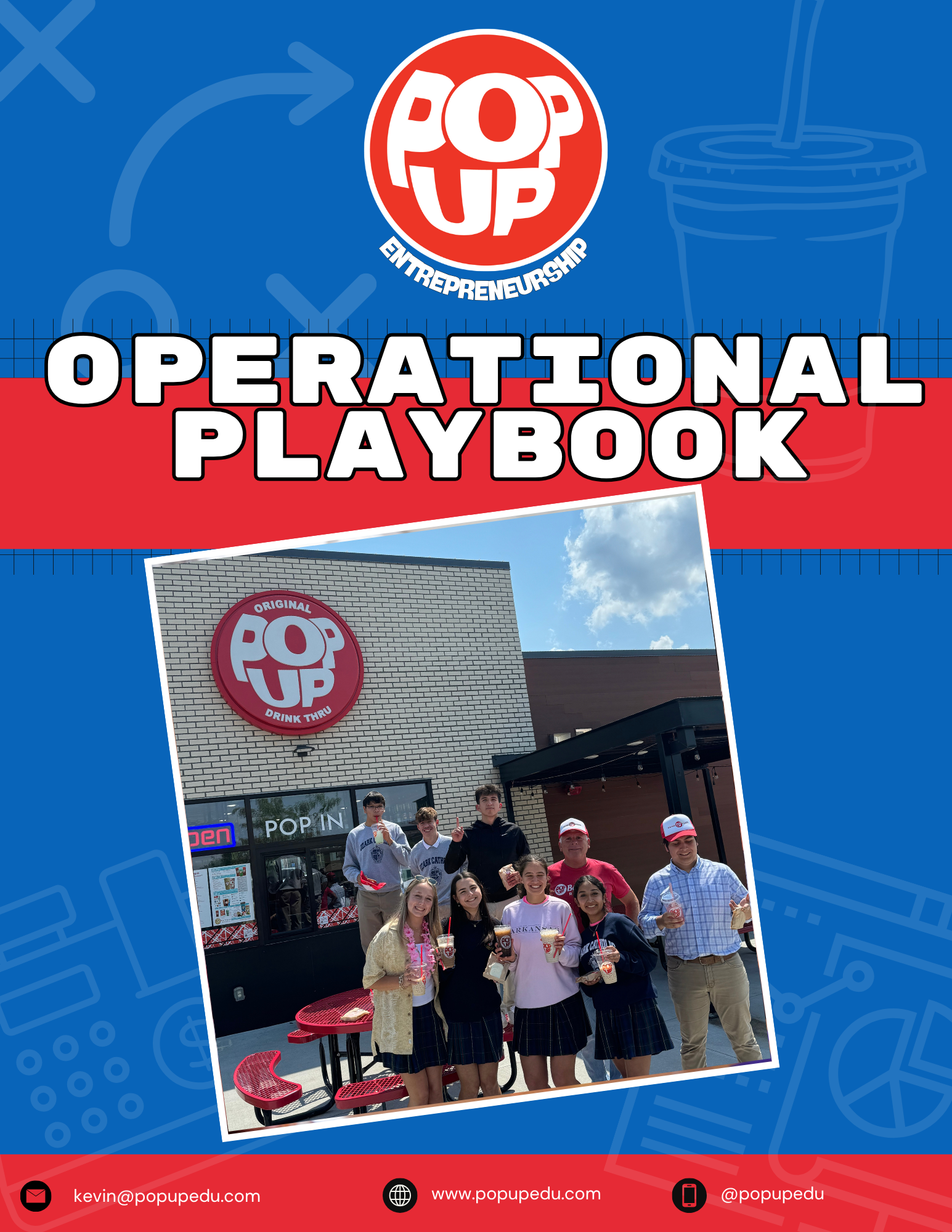 PopUp Entrepreneurship Operational Playbook cover showing students and teachers at a PopUp business location
